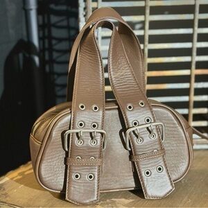 FREE PEOPLE “Say Yes” Brown Mini Bag with Buckle Detail NWOT